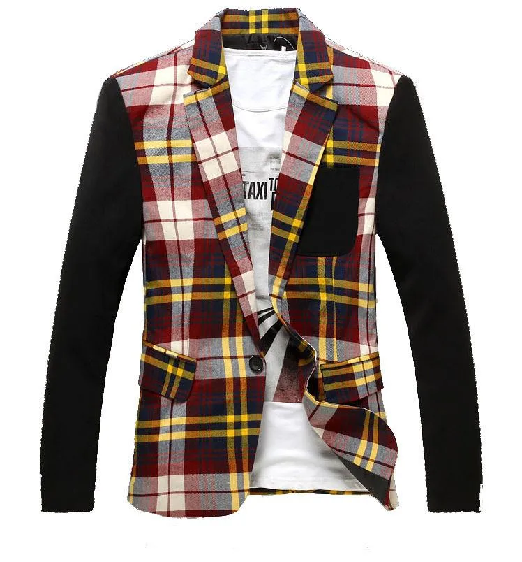 Men's Plaid Patchwork Blazer