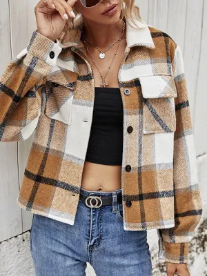 Micah Plaid Collared Neck Jacket with Breast Pockets