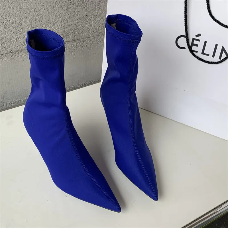 Mid-calf Stiletto Heel Elastic Booties Women