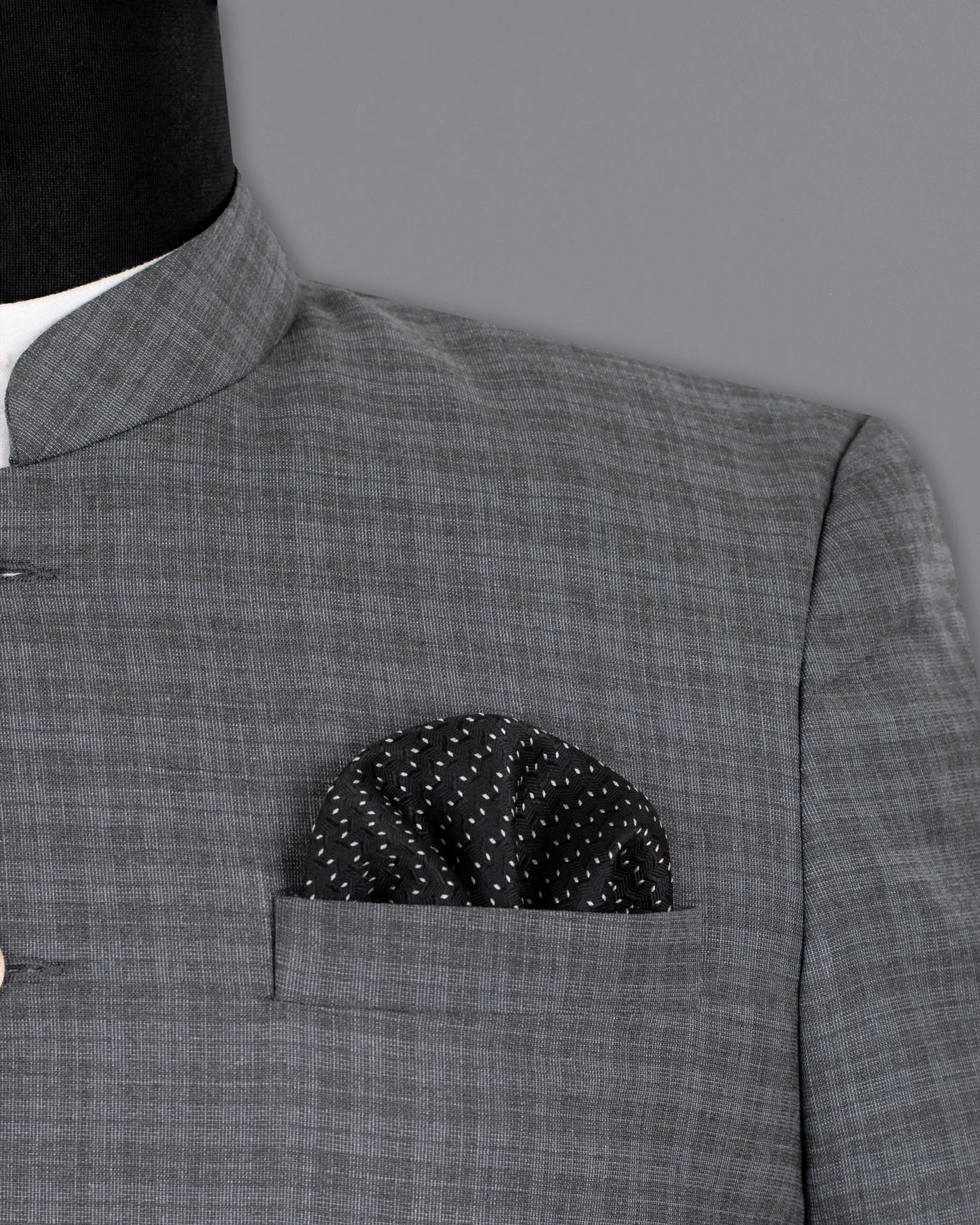 Mid Gray Wool Rich Mandarin/Bandhgala Blazer