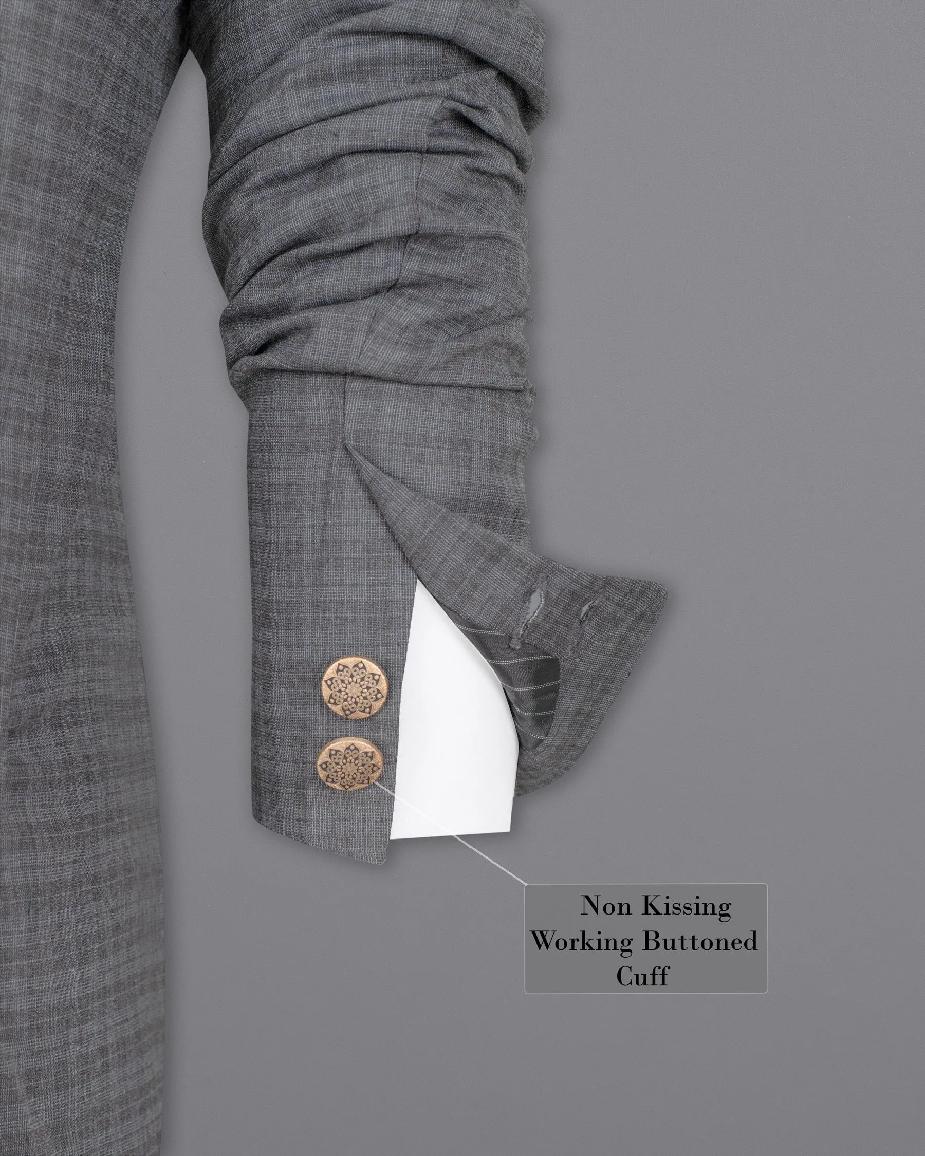 Mid Gray Wool Rich Mandarin/Bandhgala Blazer