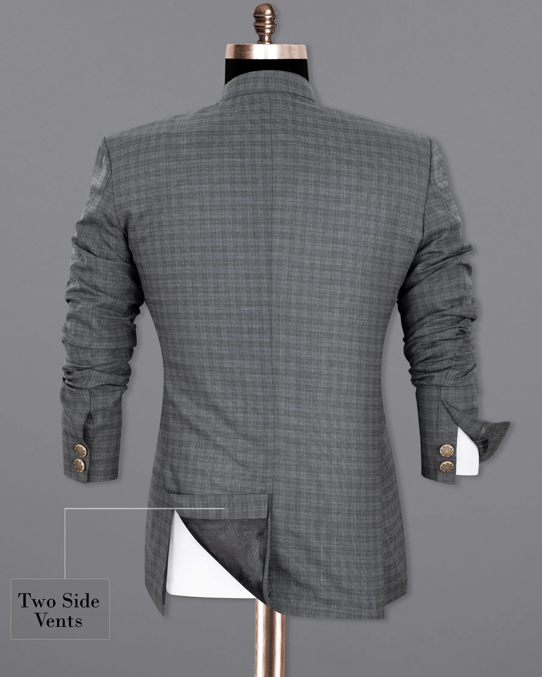 Mid Gray Wool Rich Mandarin/Bandhgala Blazer