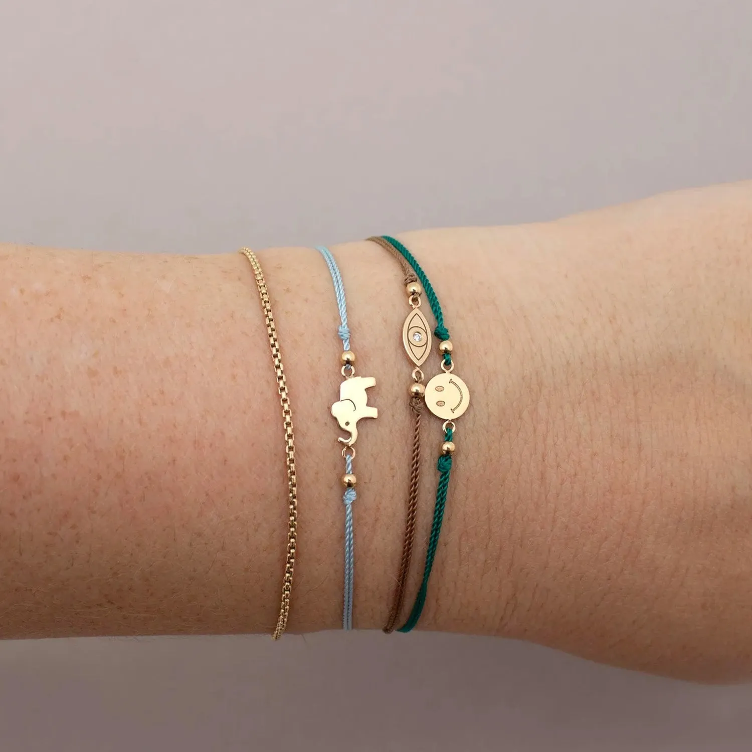 Midi Bitty 14K Gold Elephant Cord Bracelet