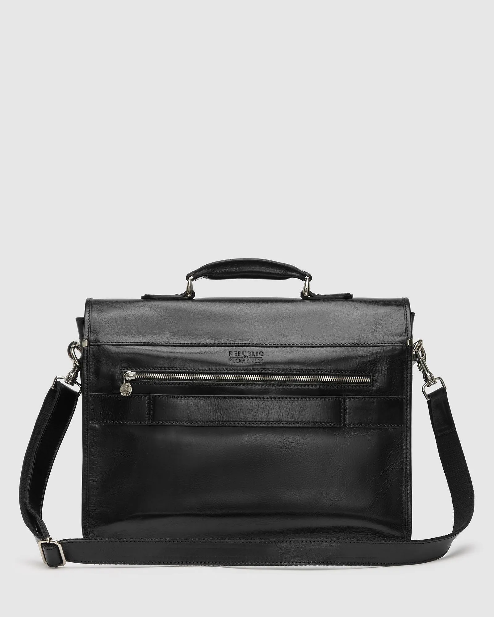 Milan Black - Leather Laptop Briefcase