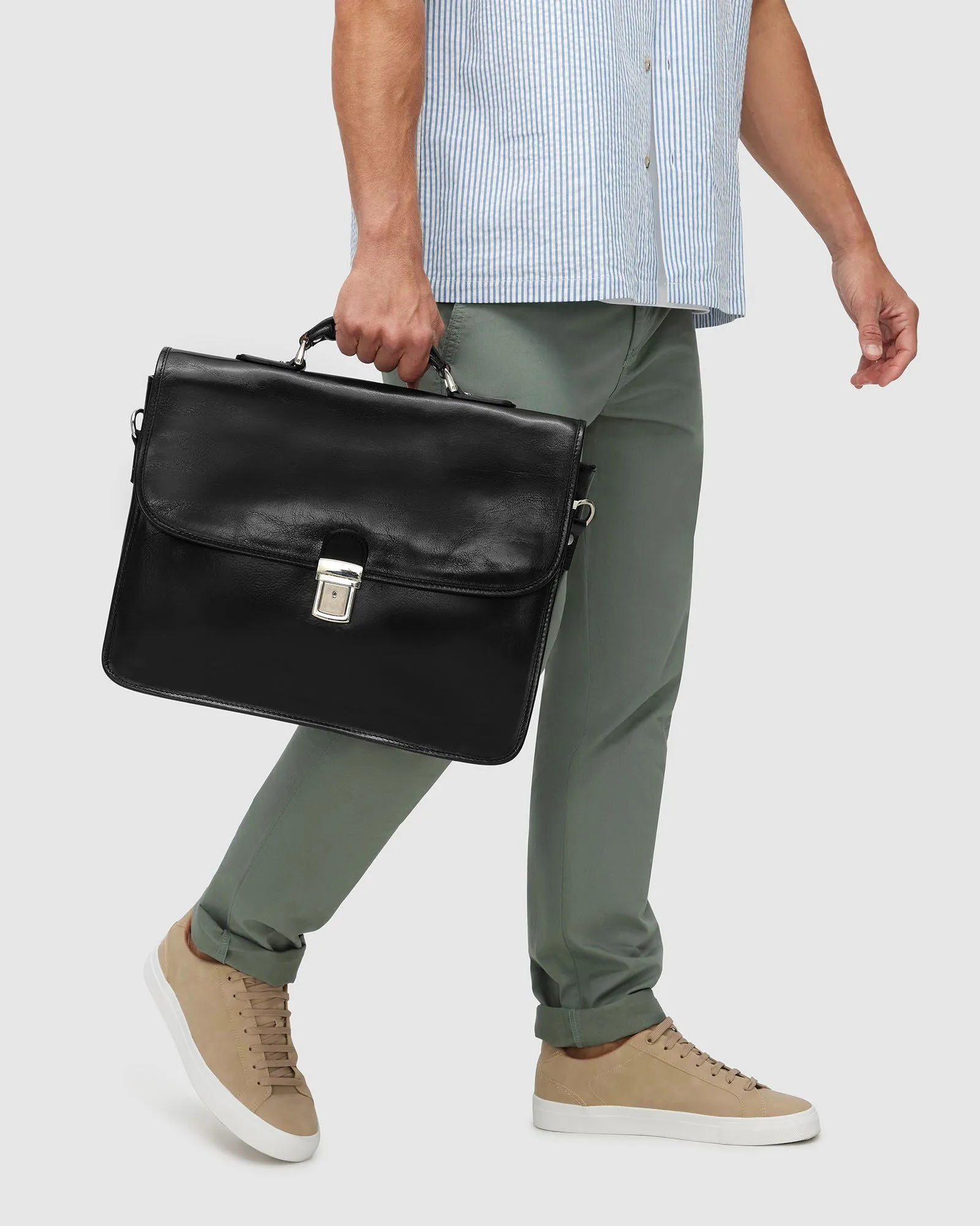 Milan Black - Leather Laptop Briefcase