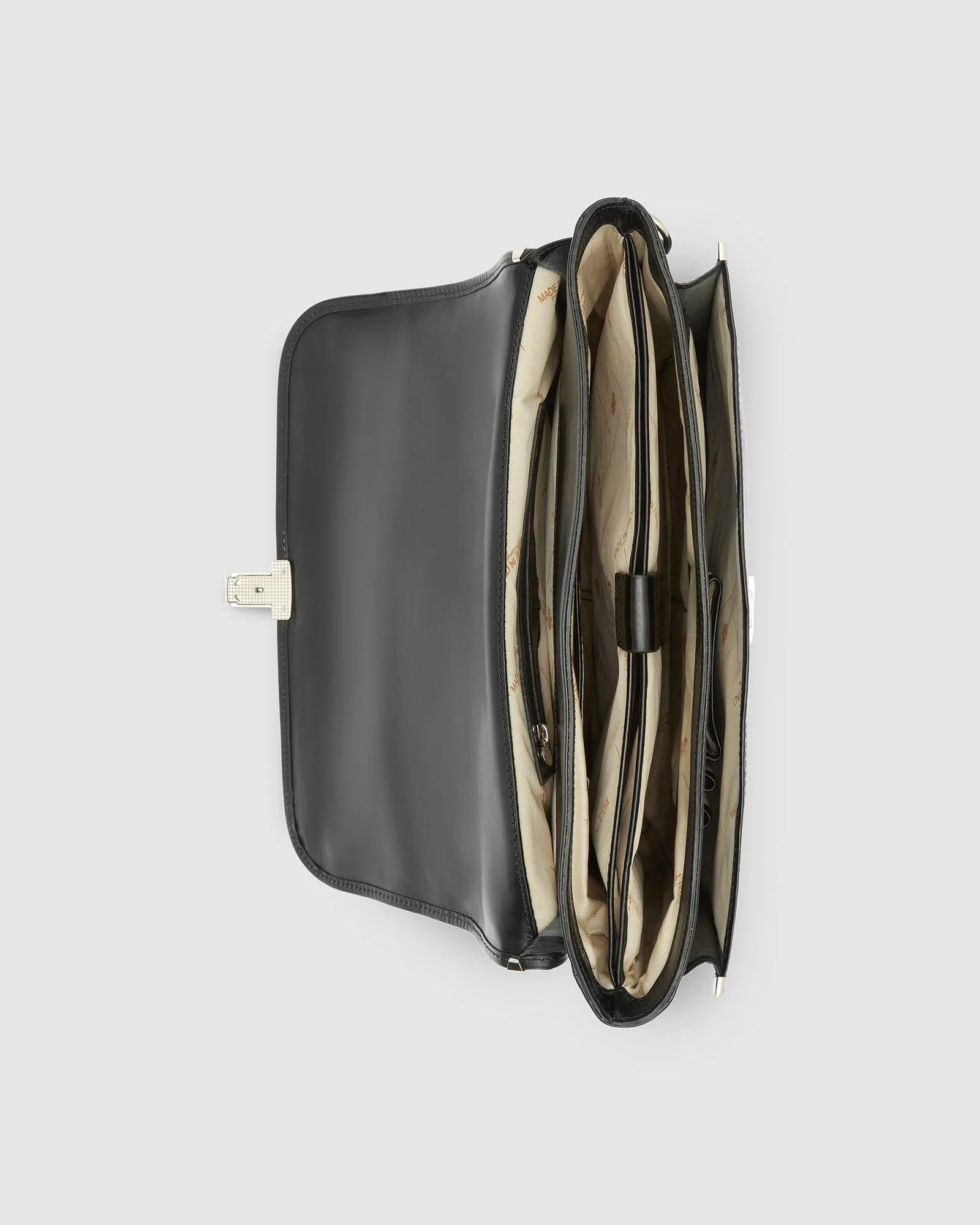 Milan Black - Leather Laptop Briefcase