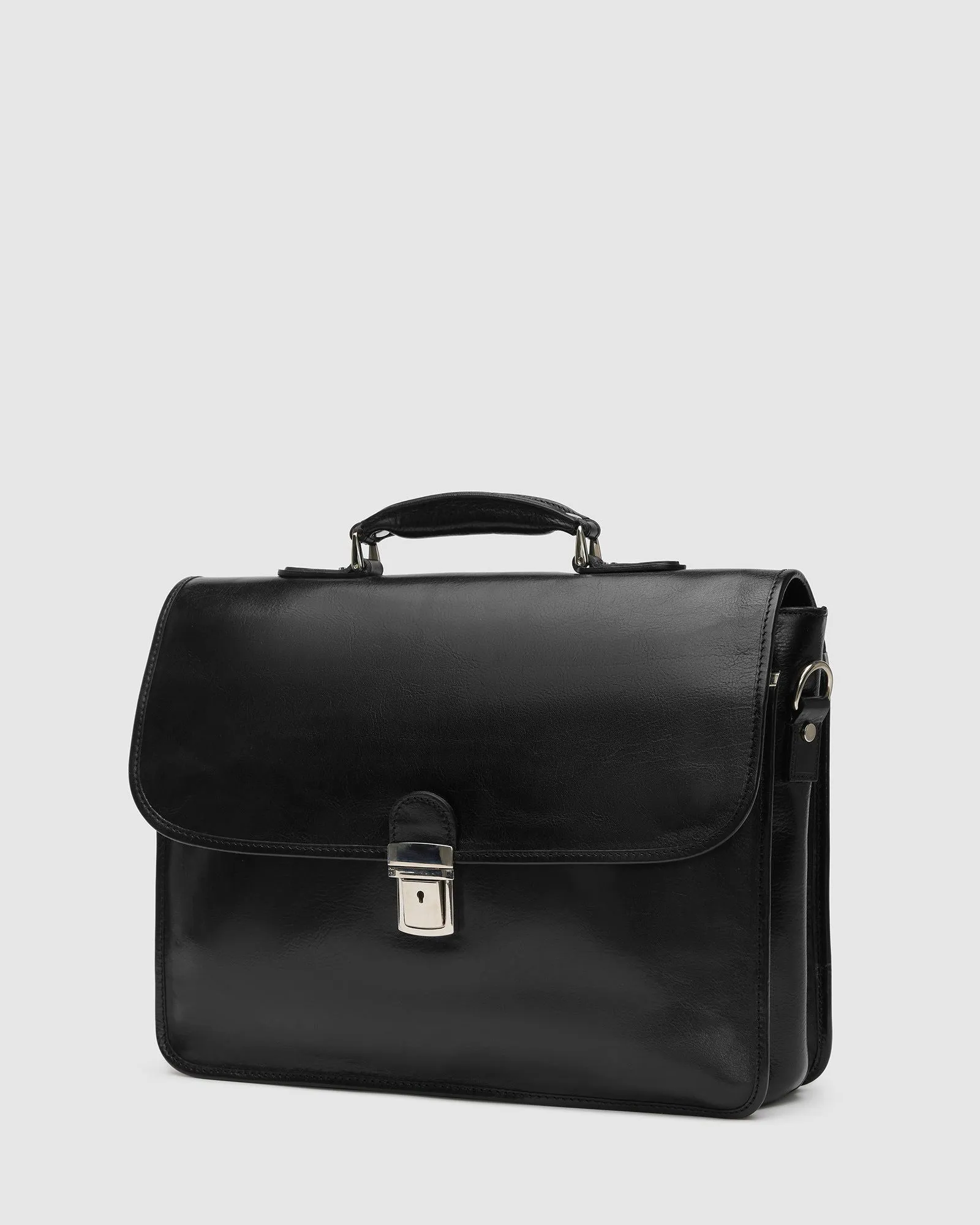 Milan Black - Leather Laptop Briefcase
