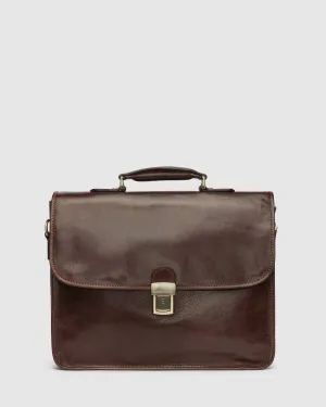 Milan Brown - Leather Laptop Briefcase