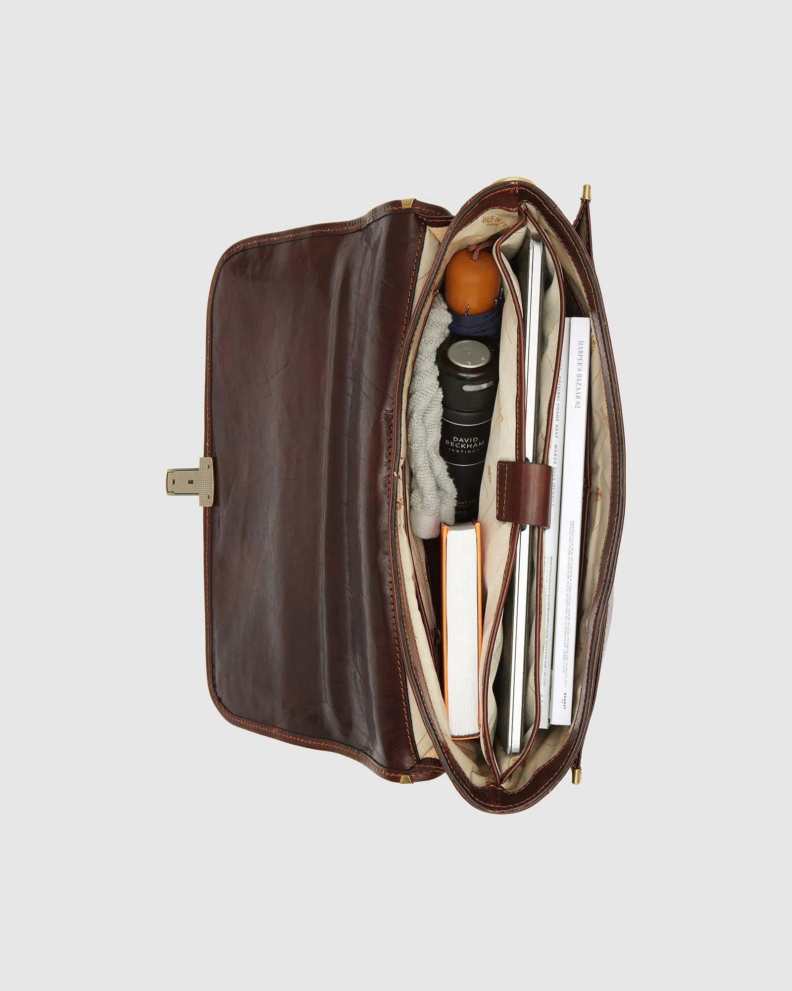 Milan Brown - Leather Laptop Briefcase
