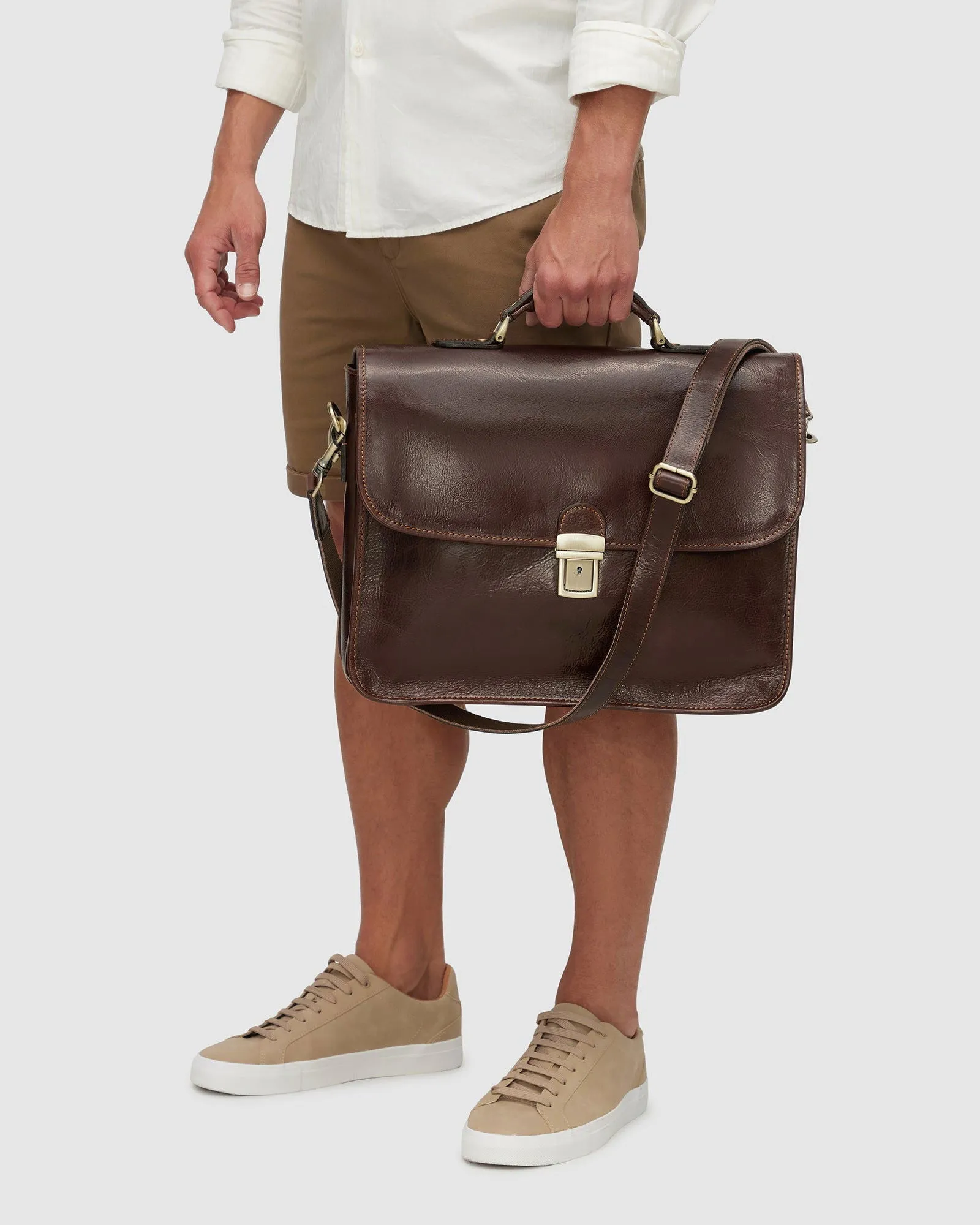 Milan Brown - Leather Laptop Briefcase