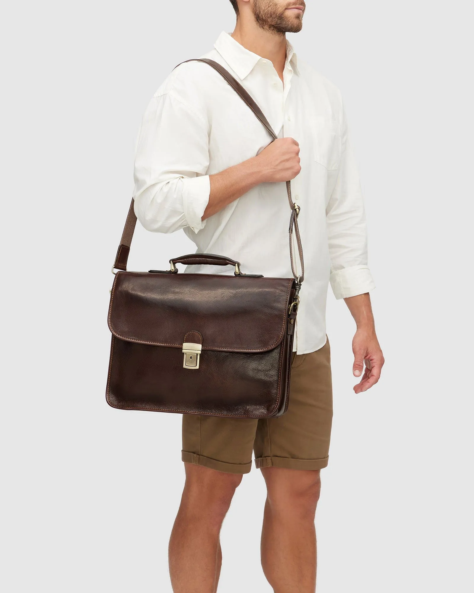 Milan Brown - Leather Laptop Briefcase