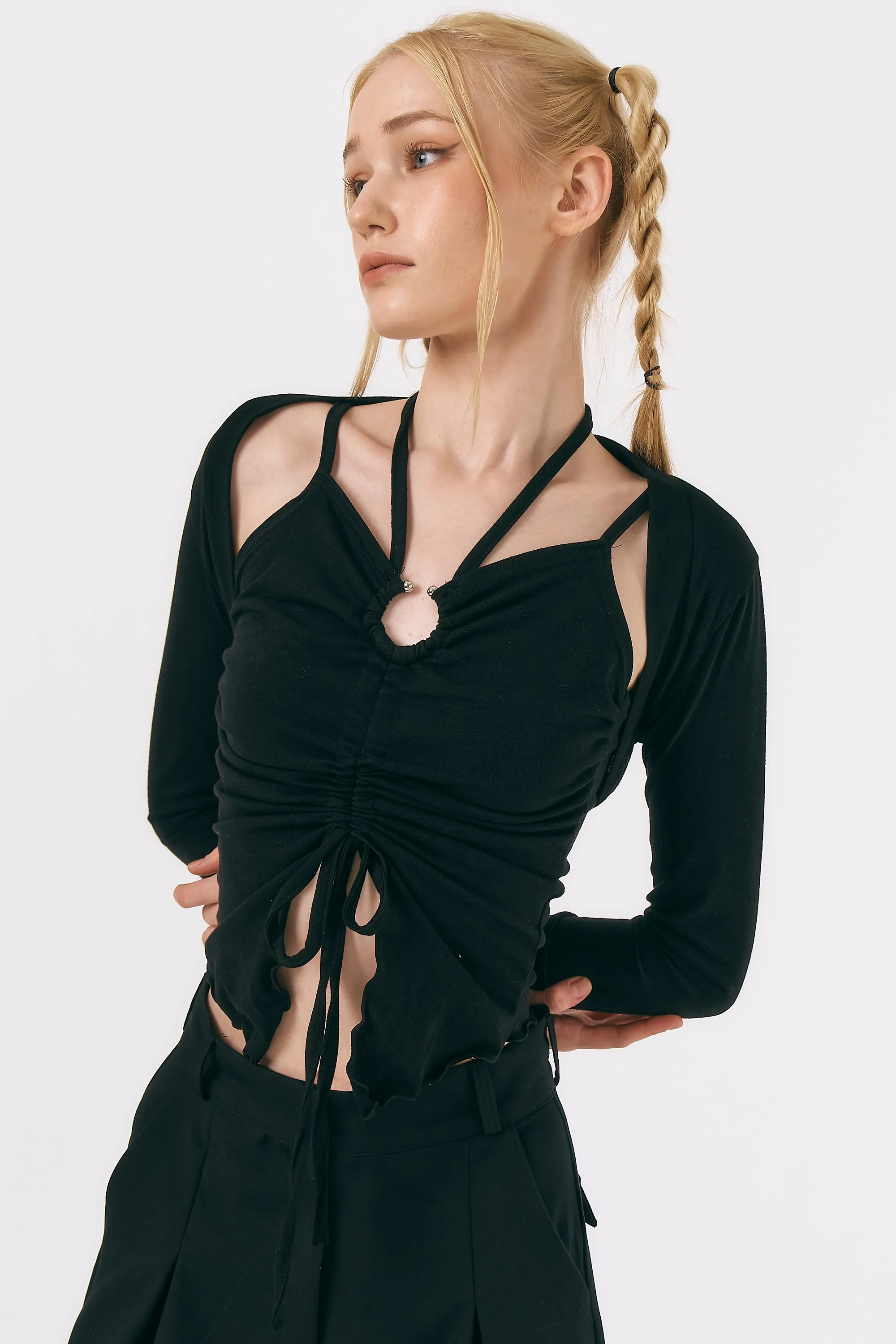 Mindy Ruched Top and Cardi Set
