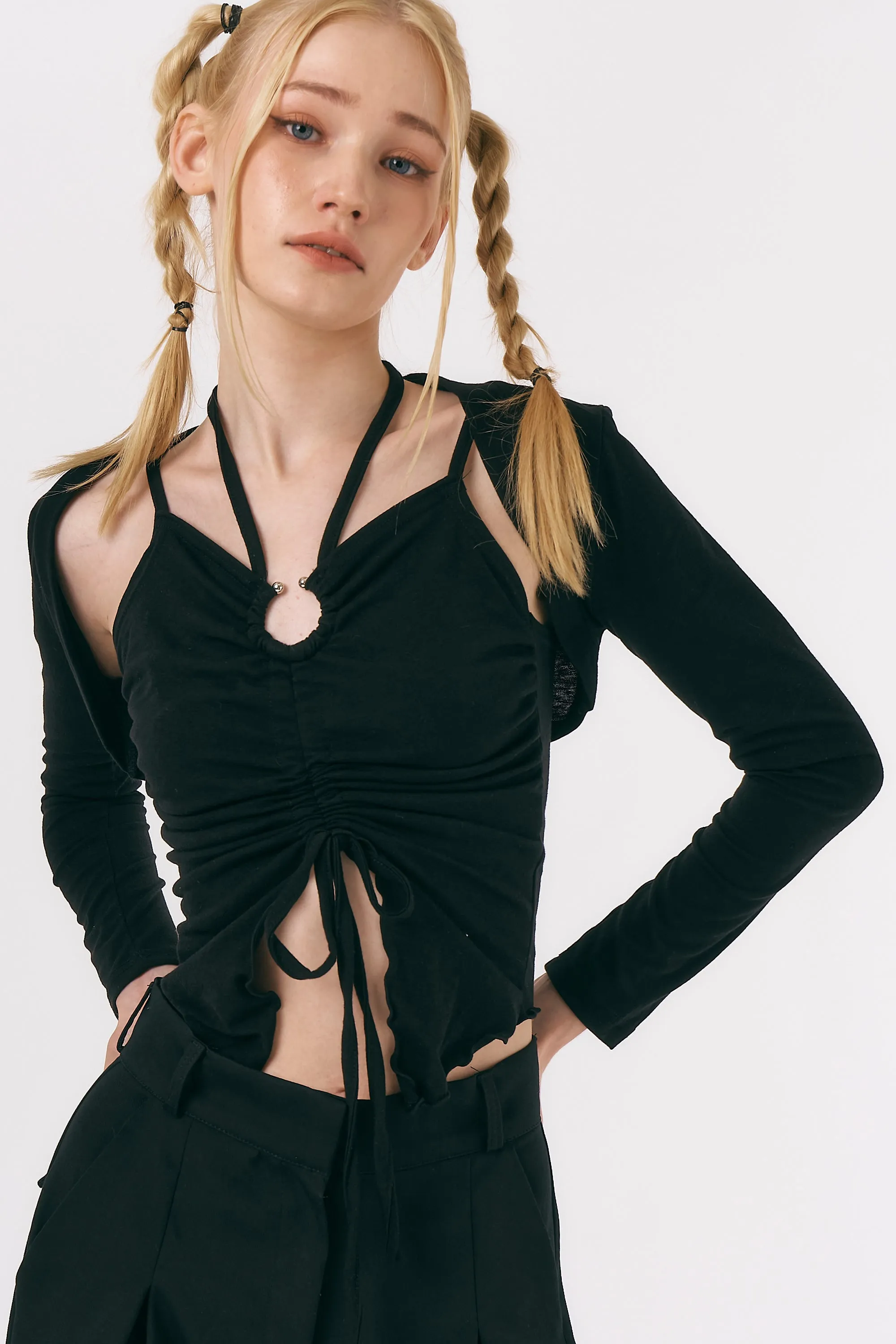 Mindy Ruched Top and Cardi Set