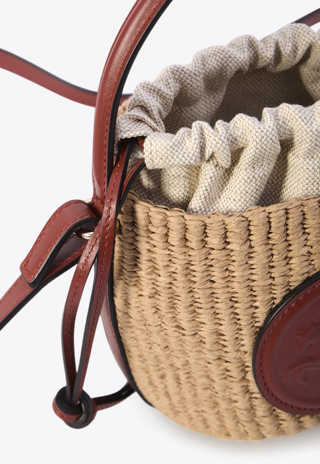 Mini Horse Medal Woven Basket Bag