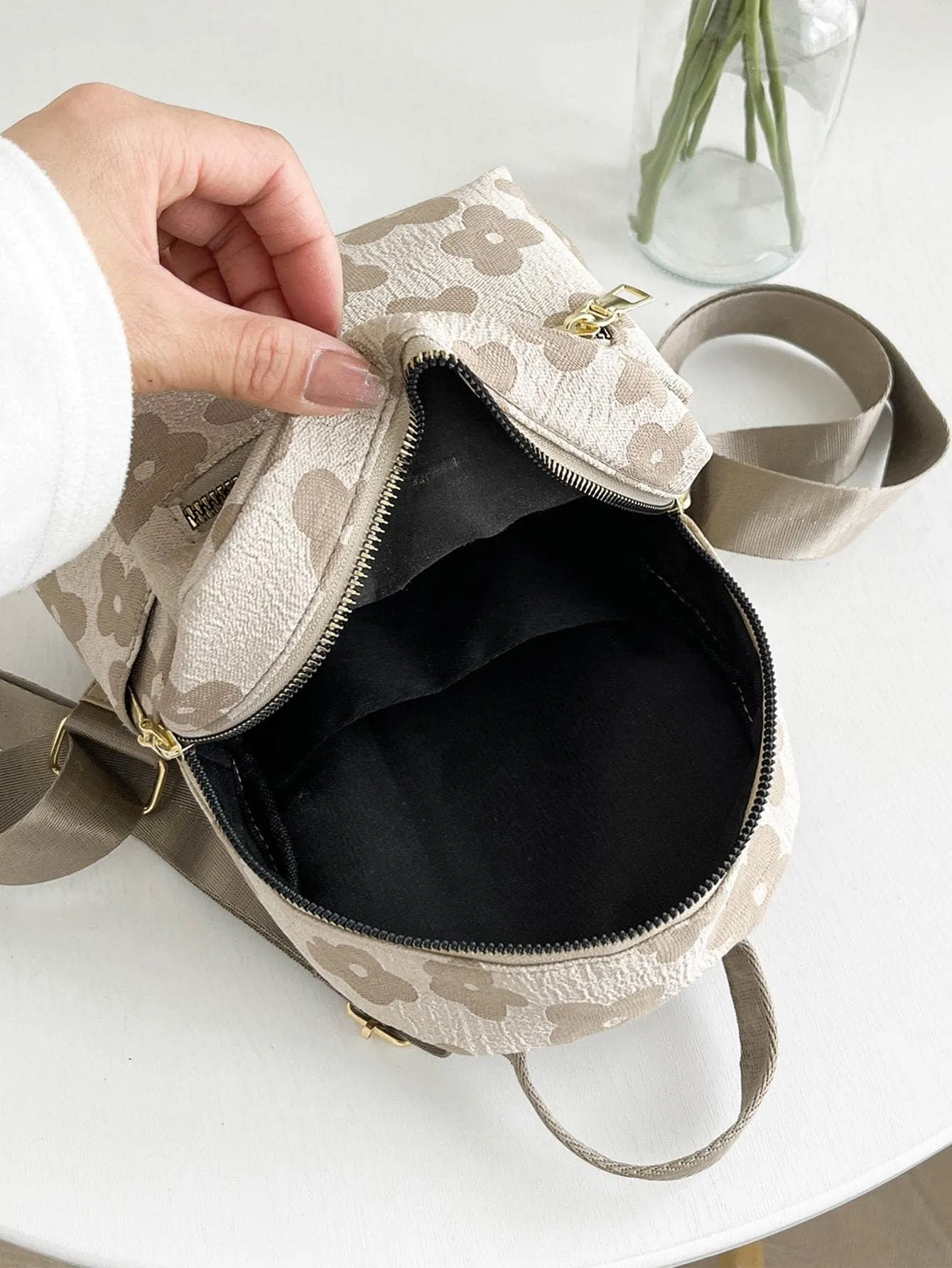 Mini Water Resistant Solid Color Corduroy Backpack
