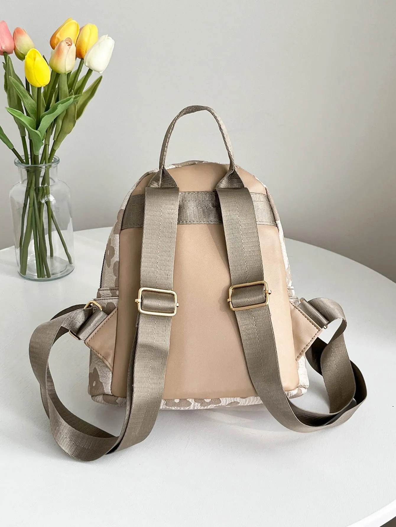 Mini Water Resistant Solid Color Corduroy Backpack