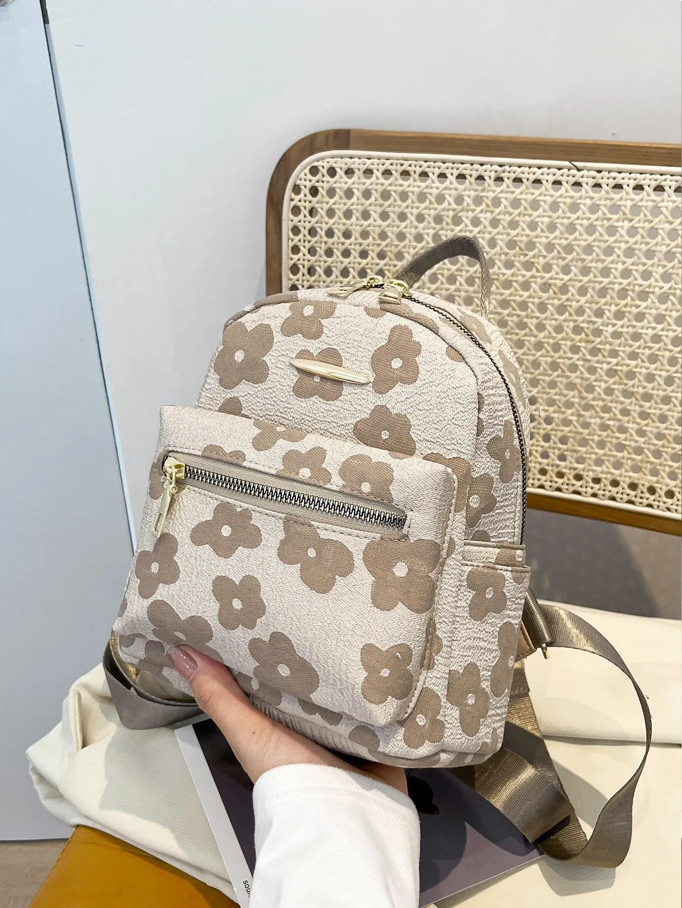 Mini Water Resistant Solid Color Corduroy Backpack