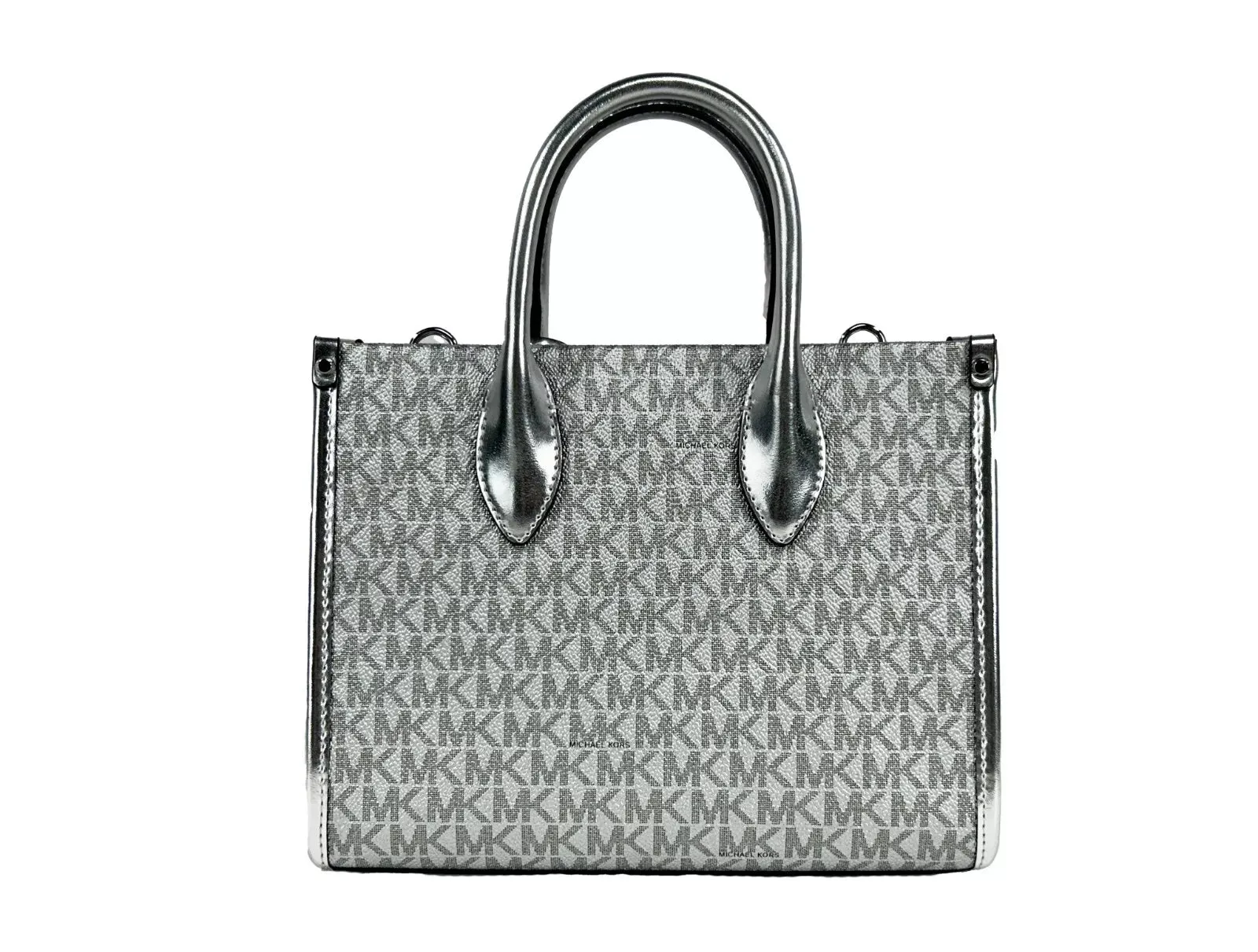 Mirella Signature Small Top Zip Tote Bag Silver