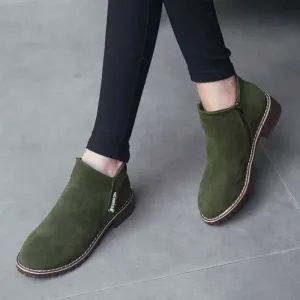 Modern Ankle Boots Spring Autumn Women's Boots Round Toe Suede Women Shoes Slip-on Low Heels Shoes Lady Versatile Punk Booties