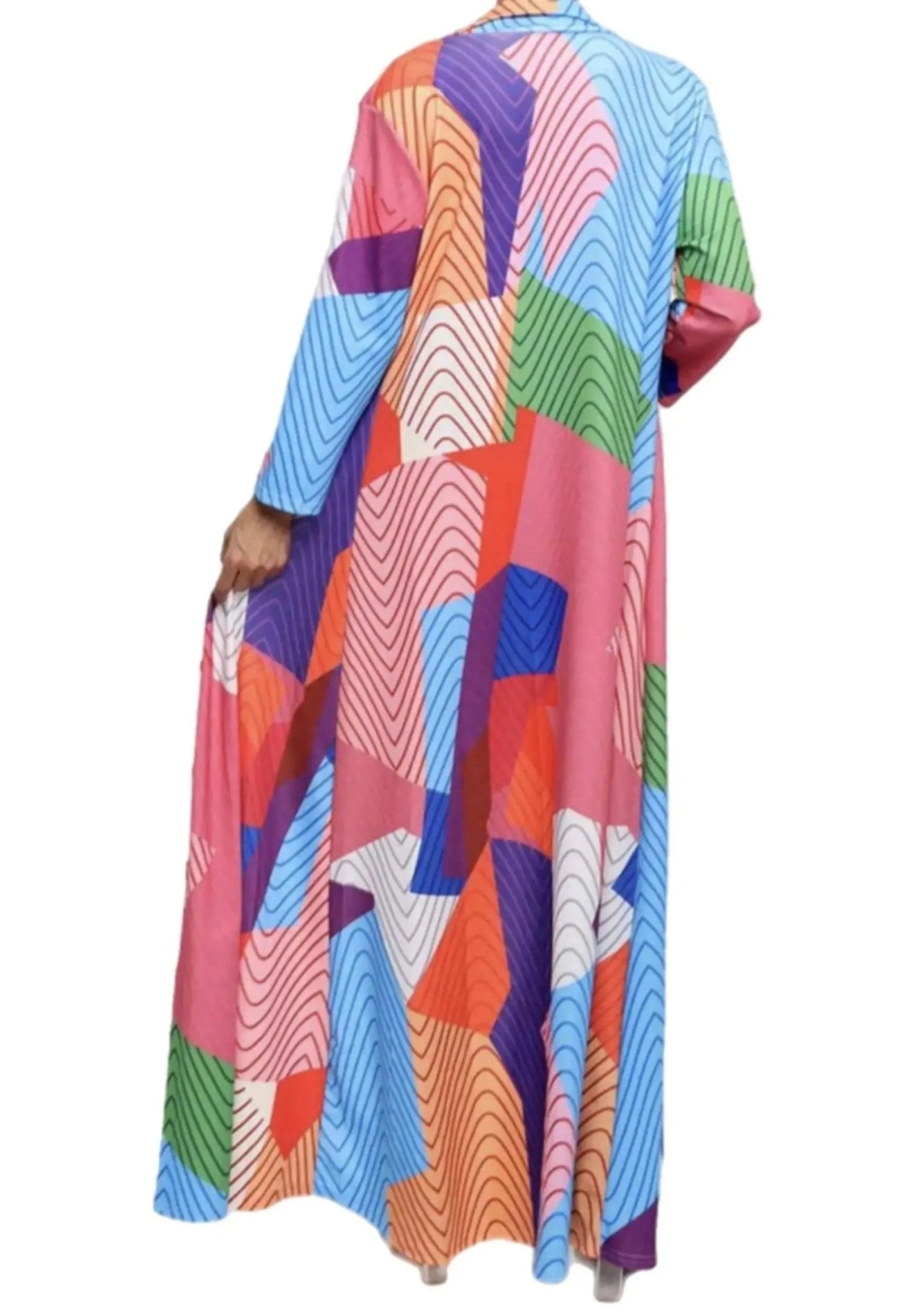 Multi Color Button Down Dress Cardigan