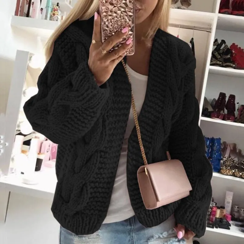 Multicolor Twist Knitting Sweater Cardigans
