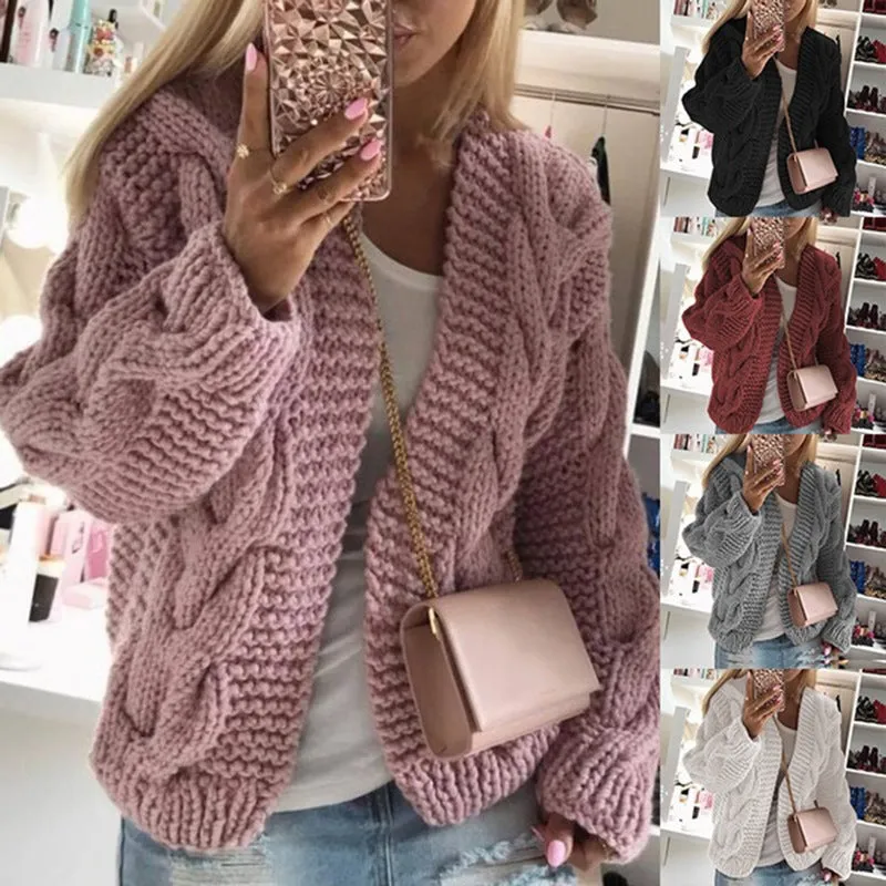 Multicolor Twist Knitting Sweater Cardigans