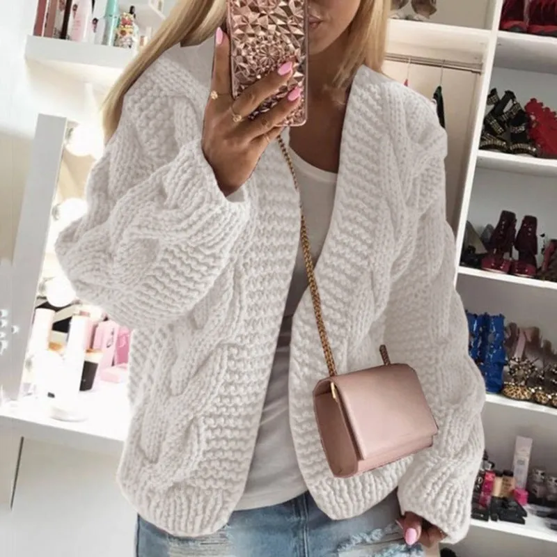 Multicolor Twist Knitting Sweater Cardigans