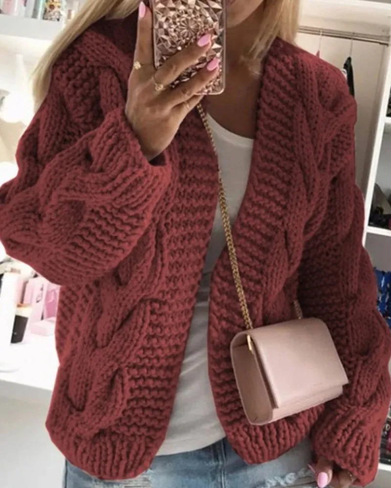 Multicolor Twist Knitting Sweater Cardigans
