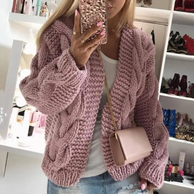 Multicolor Twist Knitting Sweater Cardigans