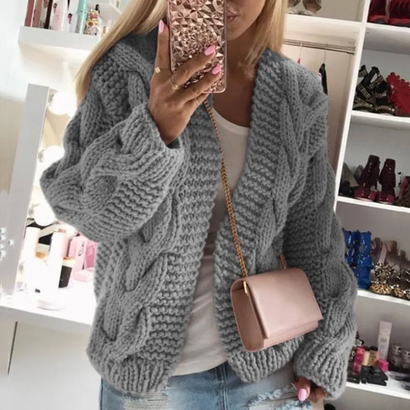 Multicolor Twist Knitting Sweater Cardigans