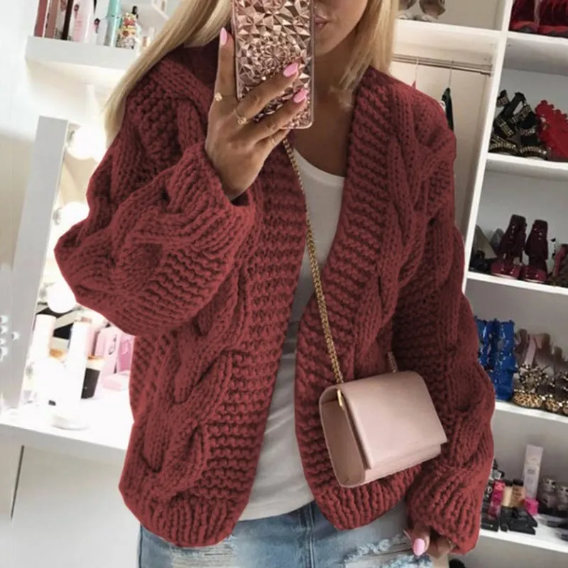 Multicolor Twist Knitting Sweater Cardigans