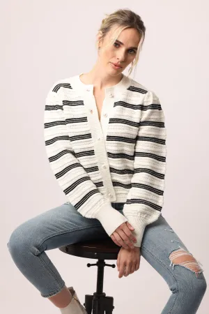 Naomi Novelty Striped Cardigan, Oreo