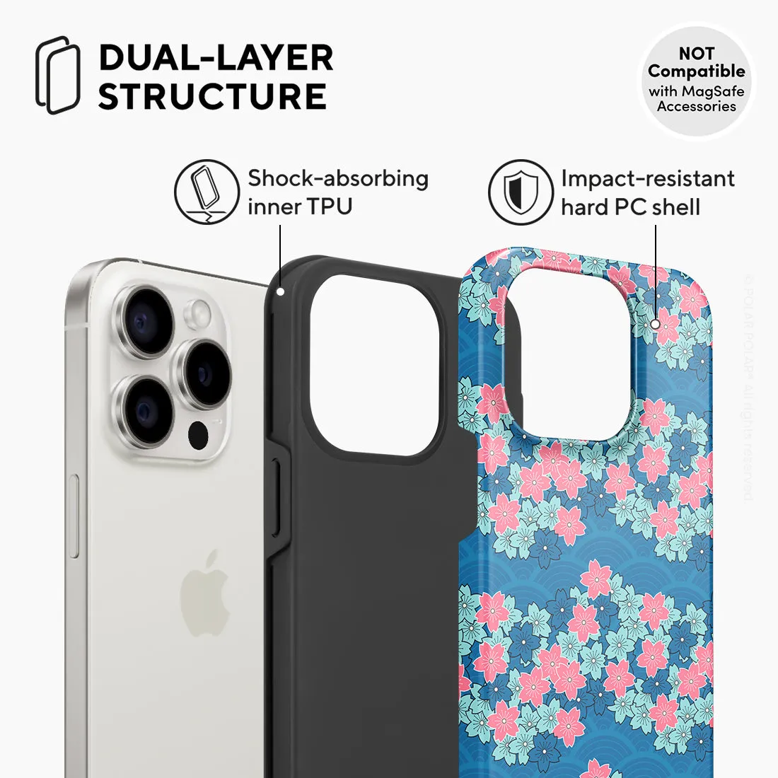 Navy Sakura Wave Custom - iPhone 15 Pro Case