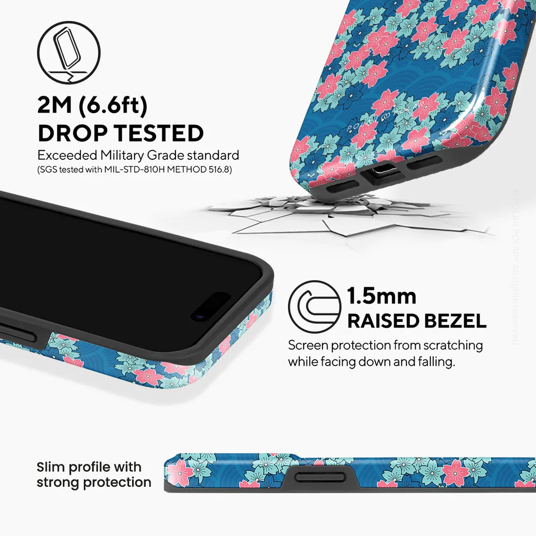 Navy Sakura Wave Custom - iPhone 15 Pro Case