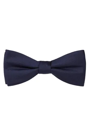 Navy Solid Satin Silk Bow Tie
