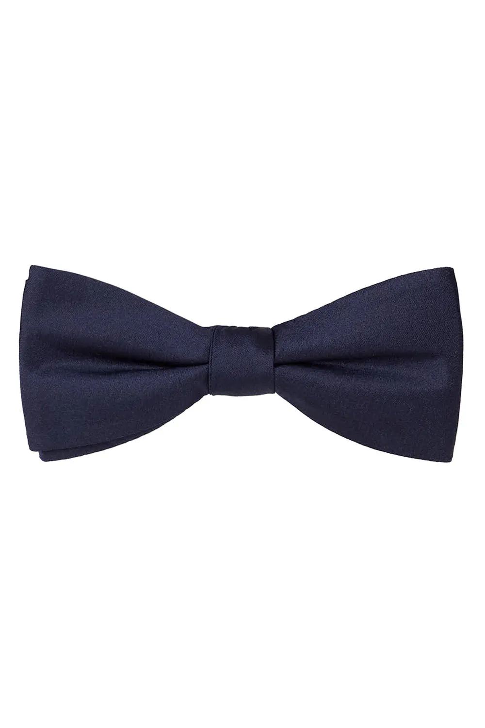 Navy Solid Satin Silk Bow Tie