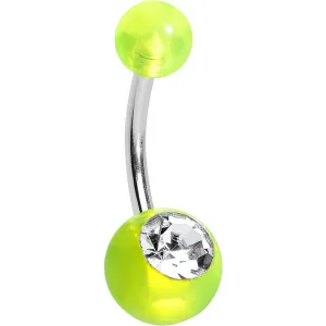 Neon Green Clear Gem Belly Ring