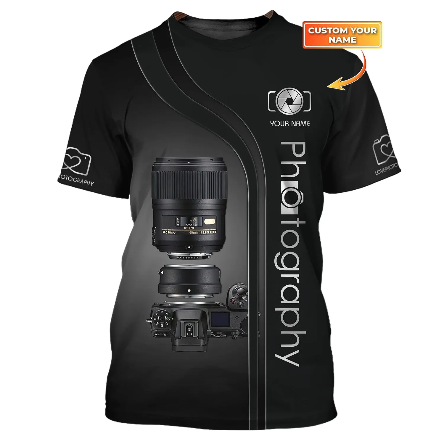 NK Camera 3D Shirts Photography Tshirt Custom Photographer Shirts