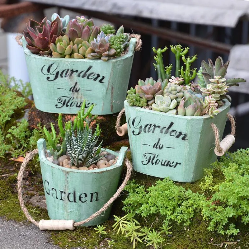 Non-coated Natural Carbonized Wooden Planter