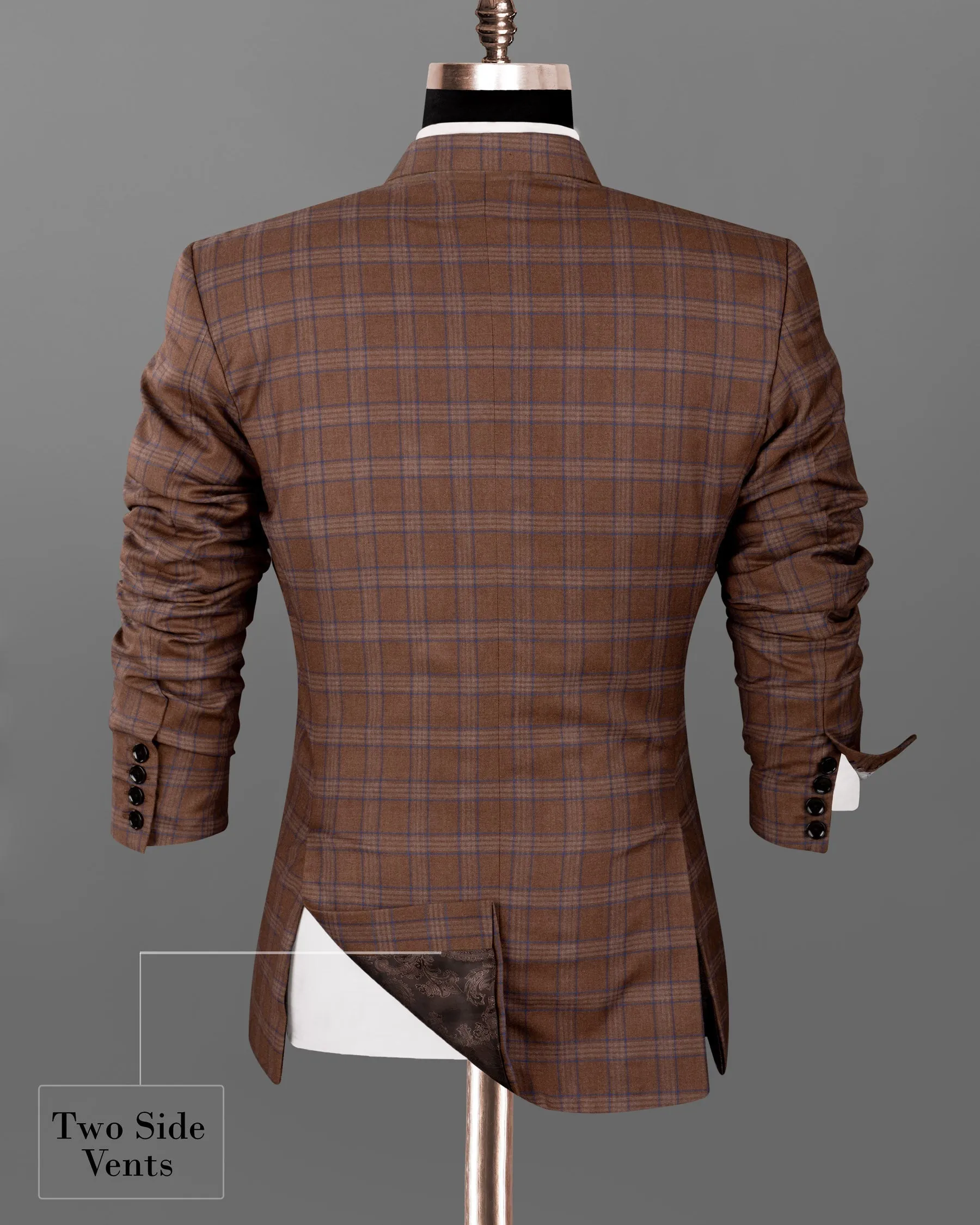 Old Copper Brown Plaid Woolrich Double Breasted Blazer