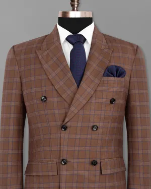 Old Copper Brown Plaid Woolrich Double Breasted Blazer