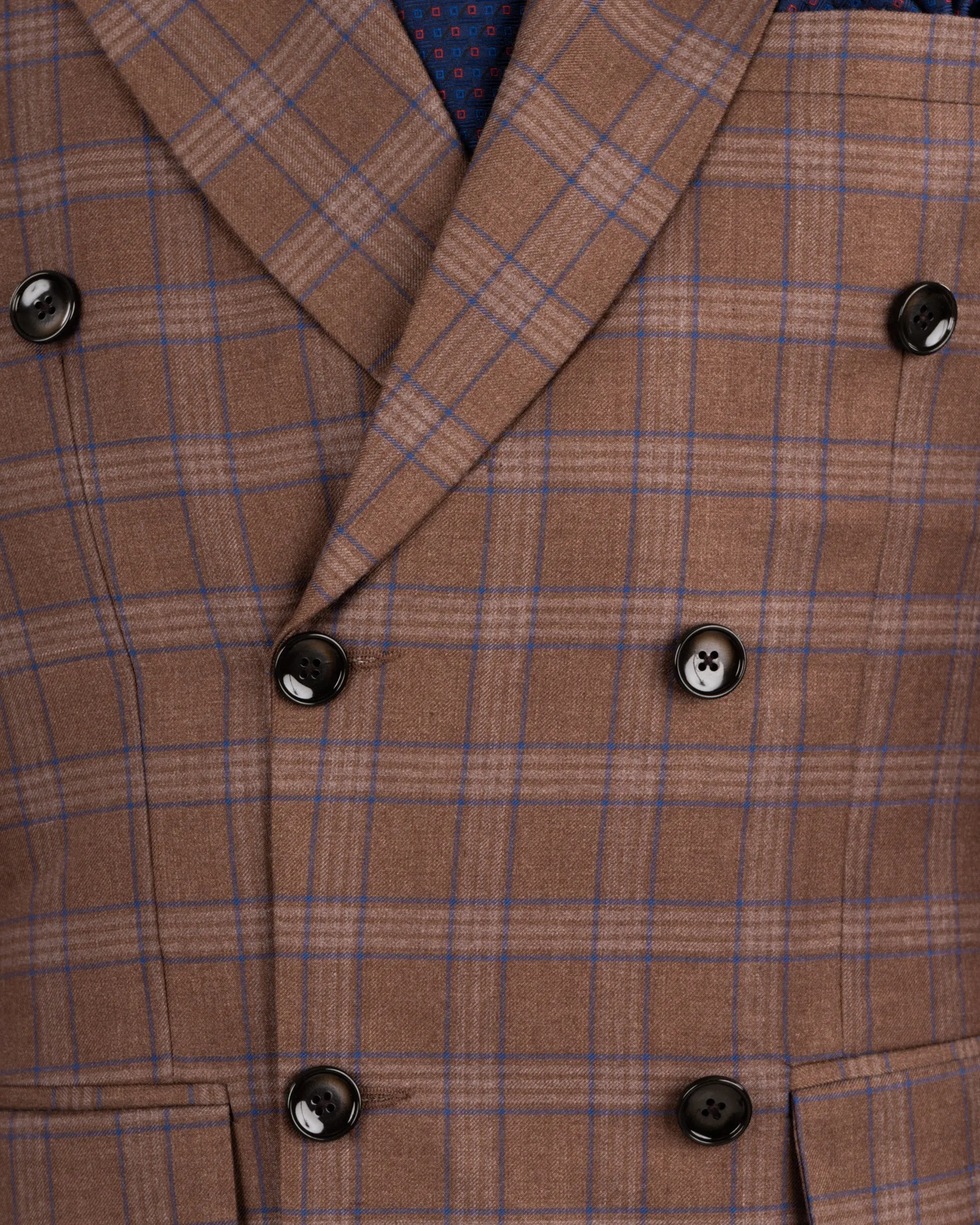Old Copper Brown Plaid Woolrich Double Breasted Blazer
