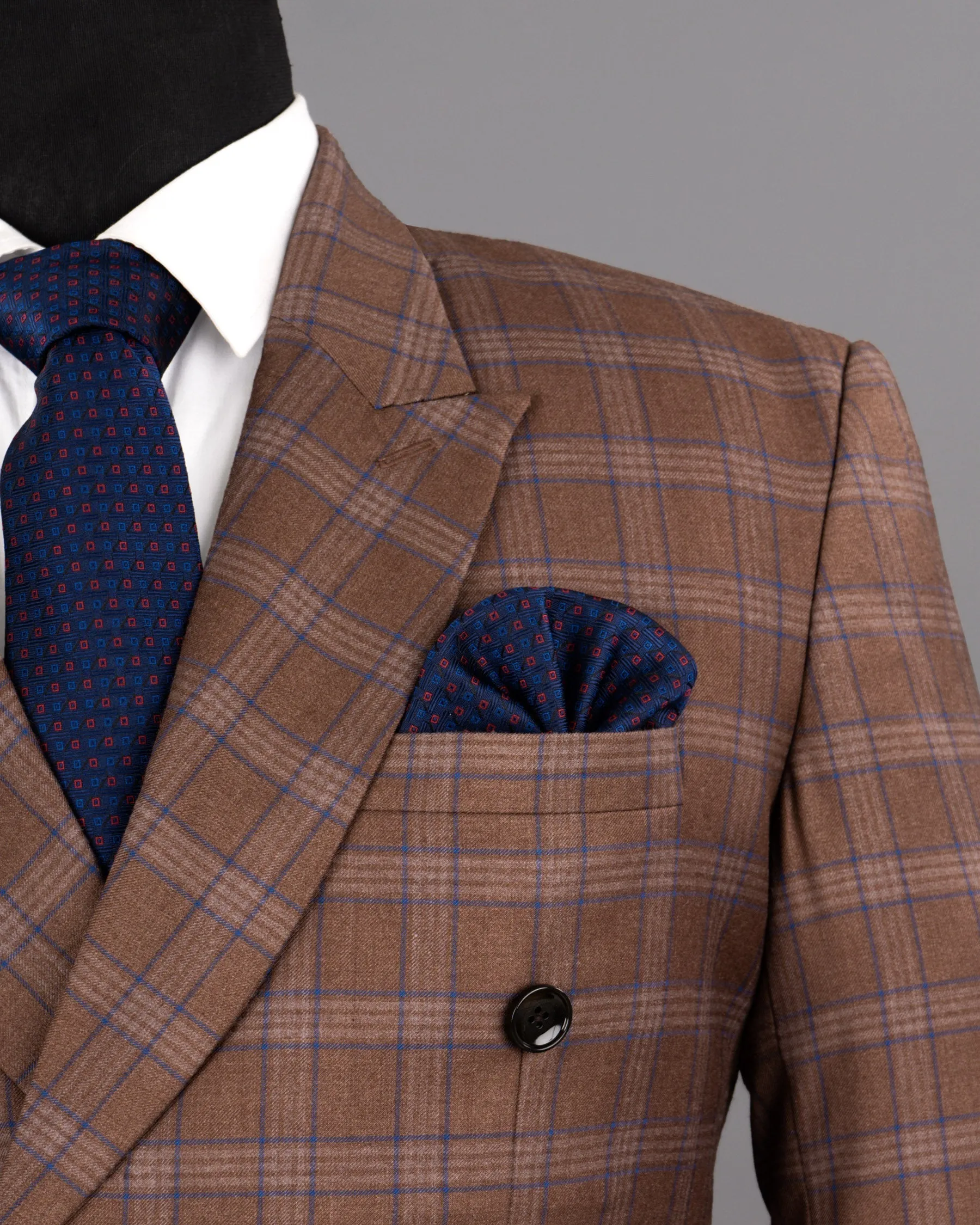Old Copper Brown Plaid Woolrich Double Breasted Blazer