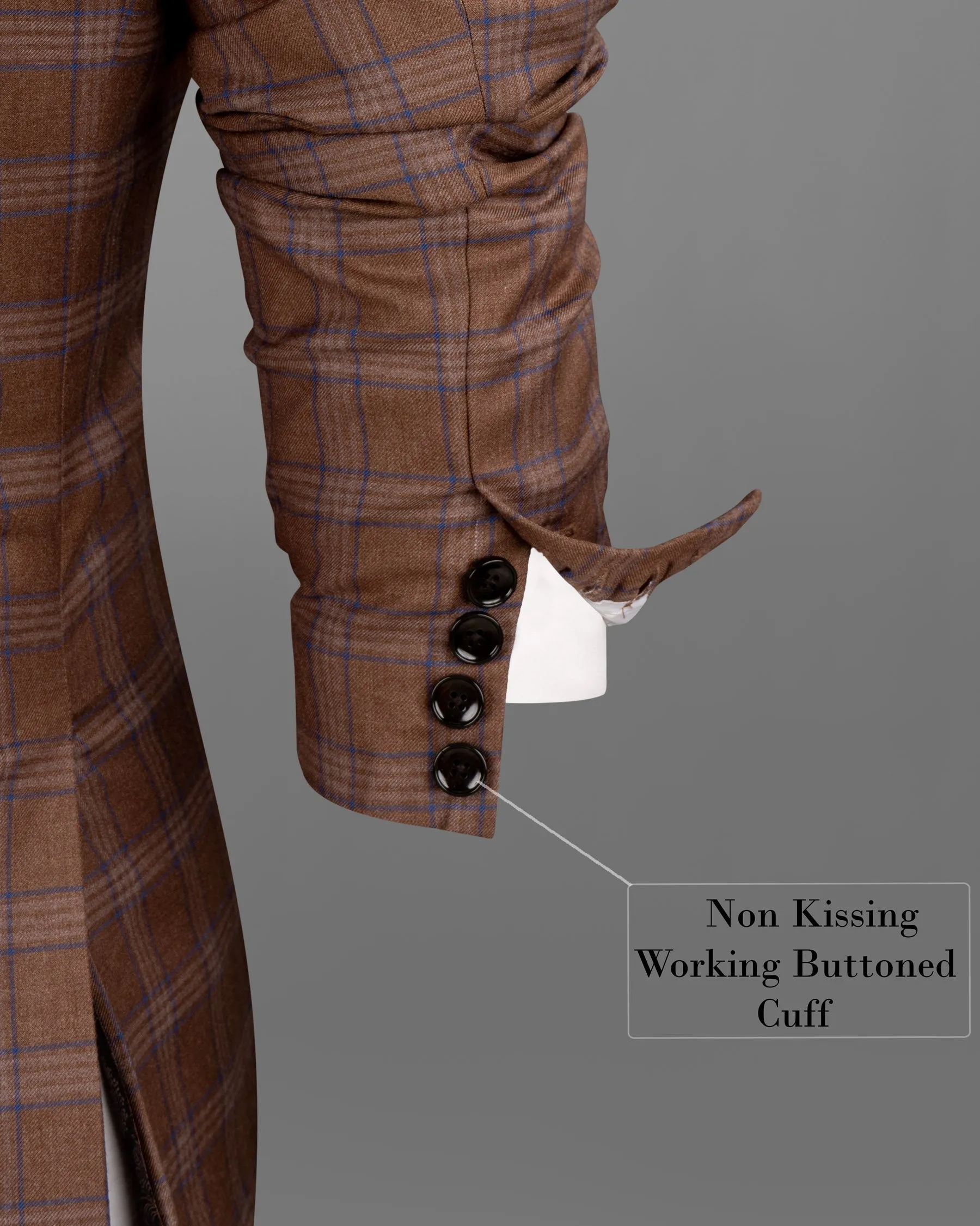 Old Copper Brown Plaid Woolrich Double Breasted Blazer