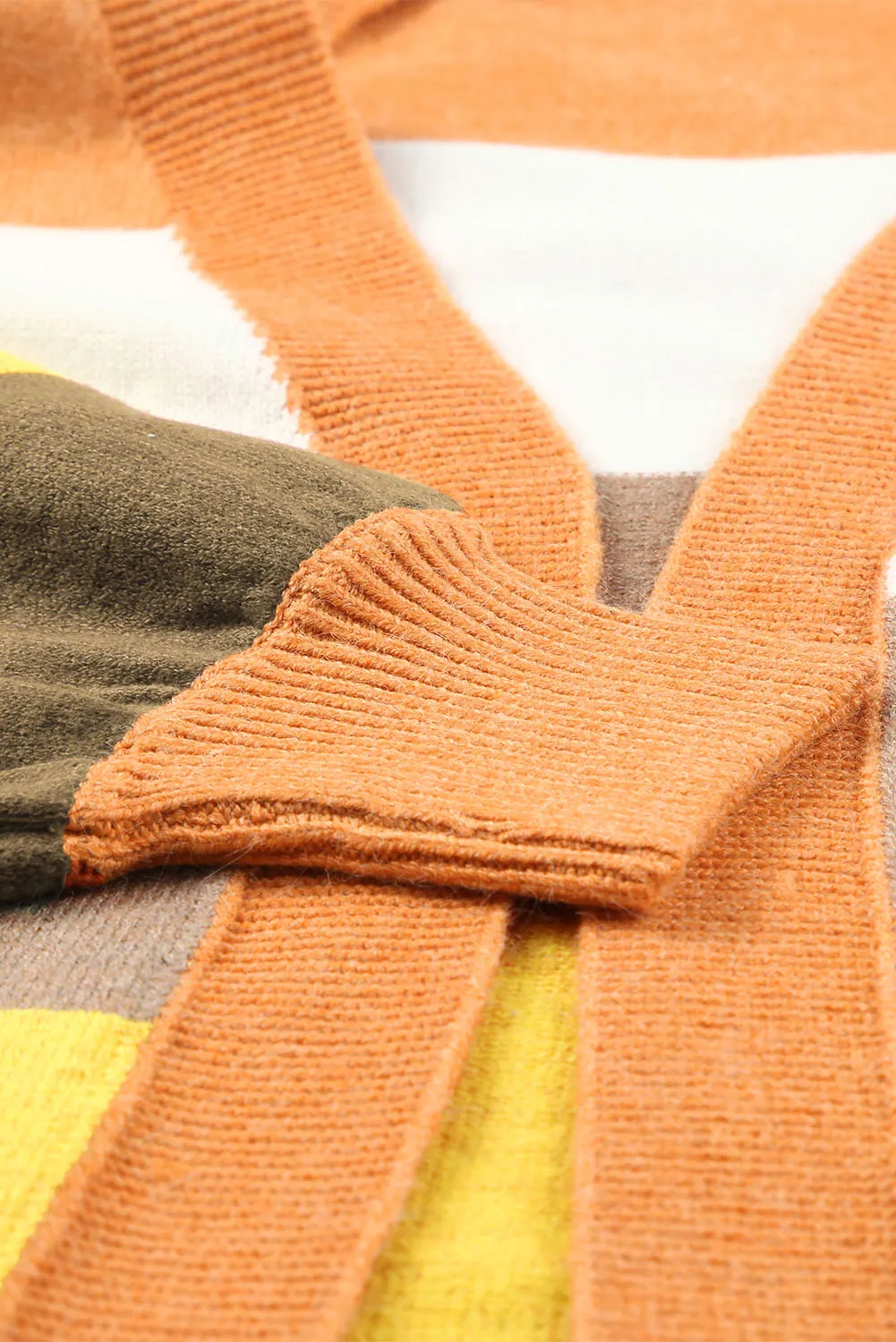 Open Front Pocketed Colorblock Cardigan