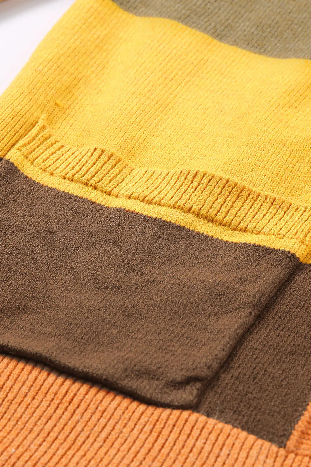 Open Front Pocketed Colorblock Cardigan