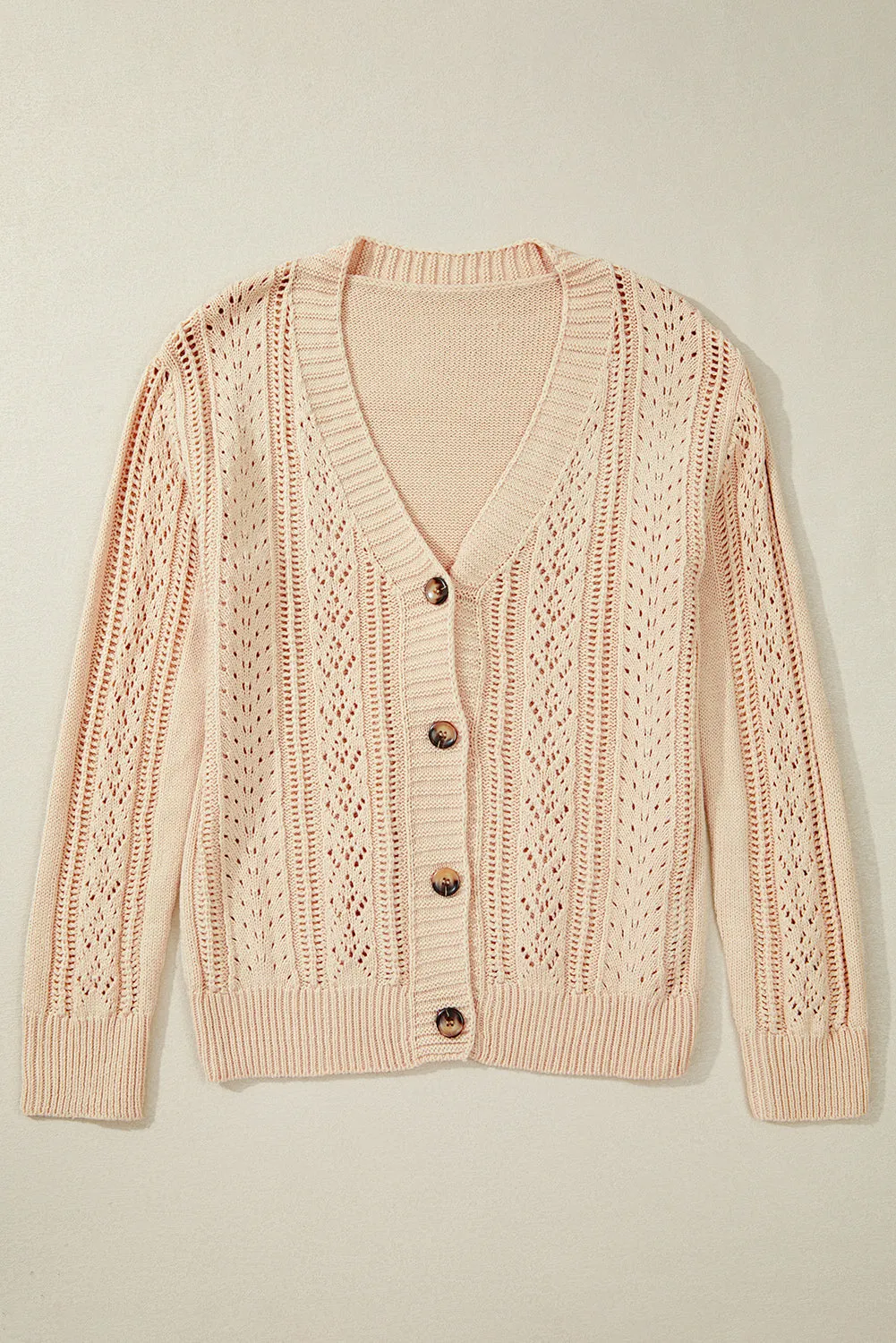 Open Knit Drop Shoulder Sweater Cardigan