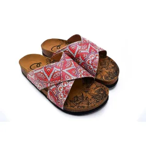 Orange, Red, White Flowers Patterned Sandal - CAL1111