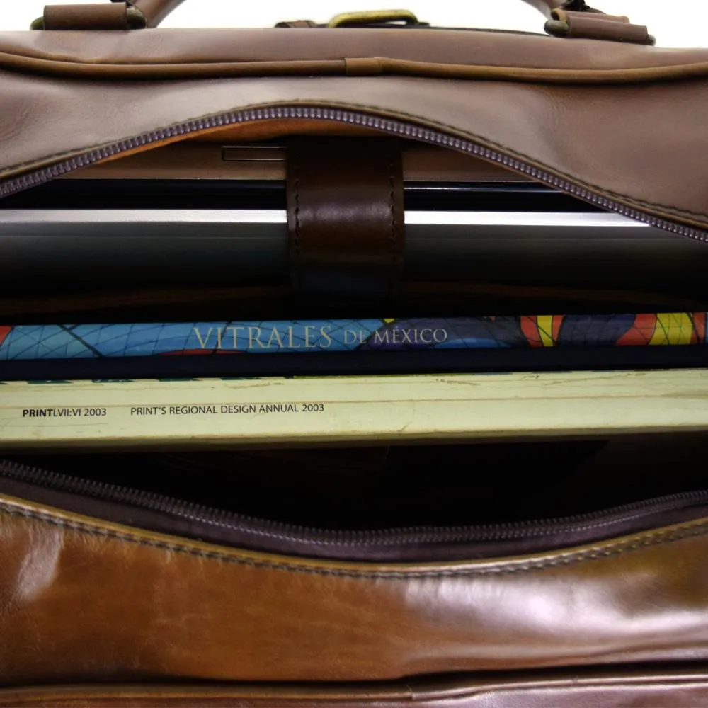 Overnighter Briefcase in Chocolate Leather - Final Sale: No Returns or Exchanges