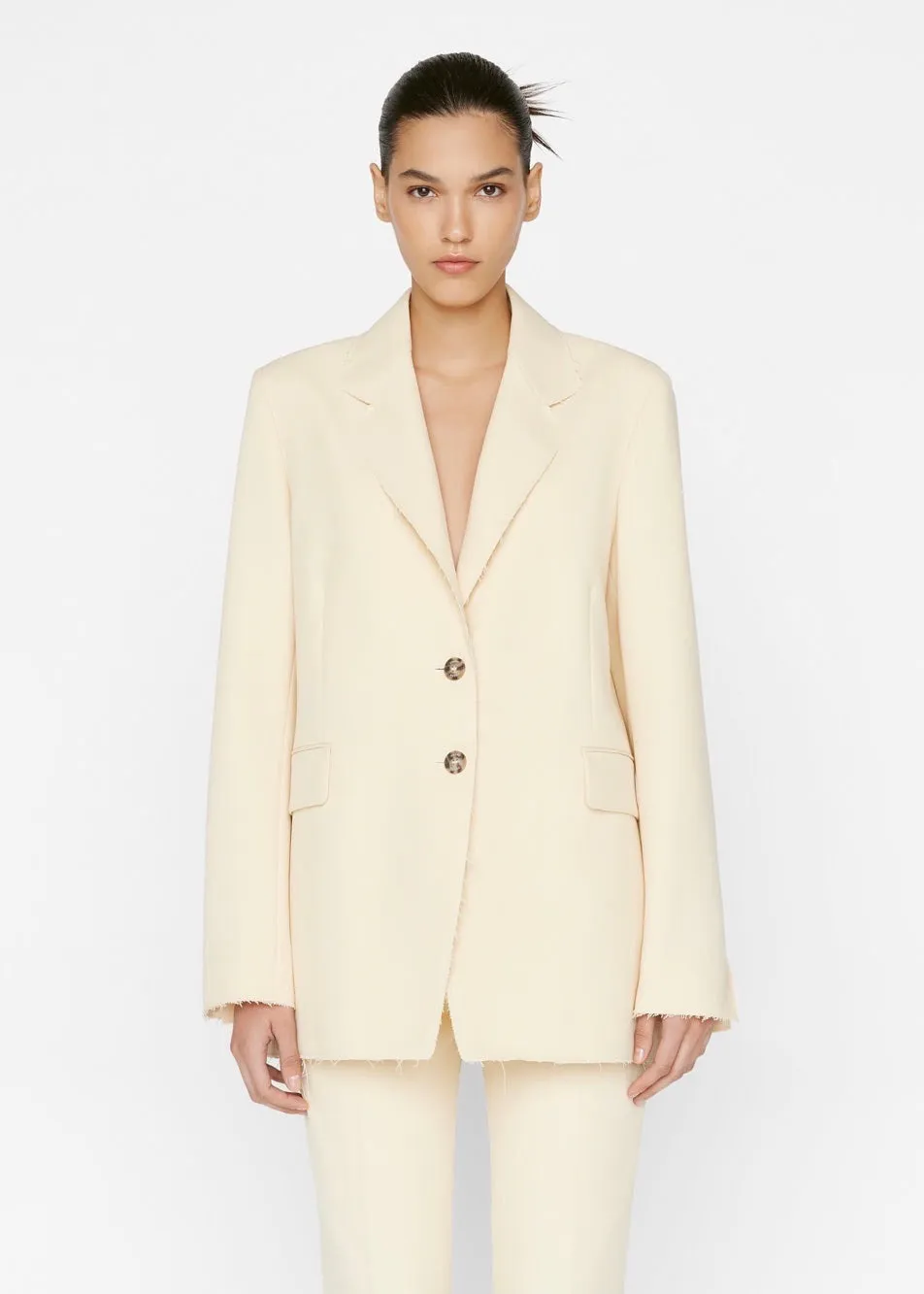 Oversized Raw Edge Blazer (Butter)